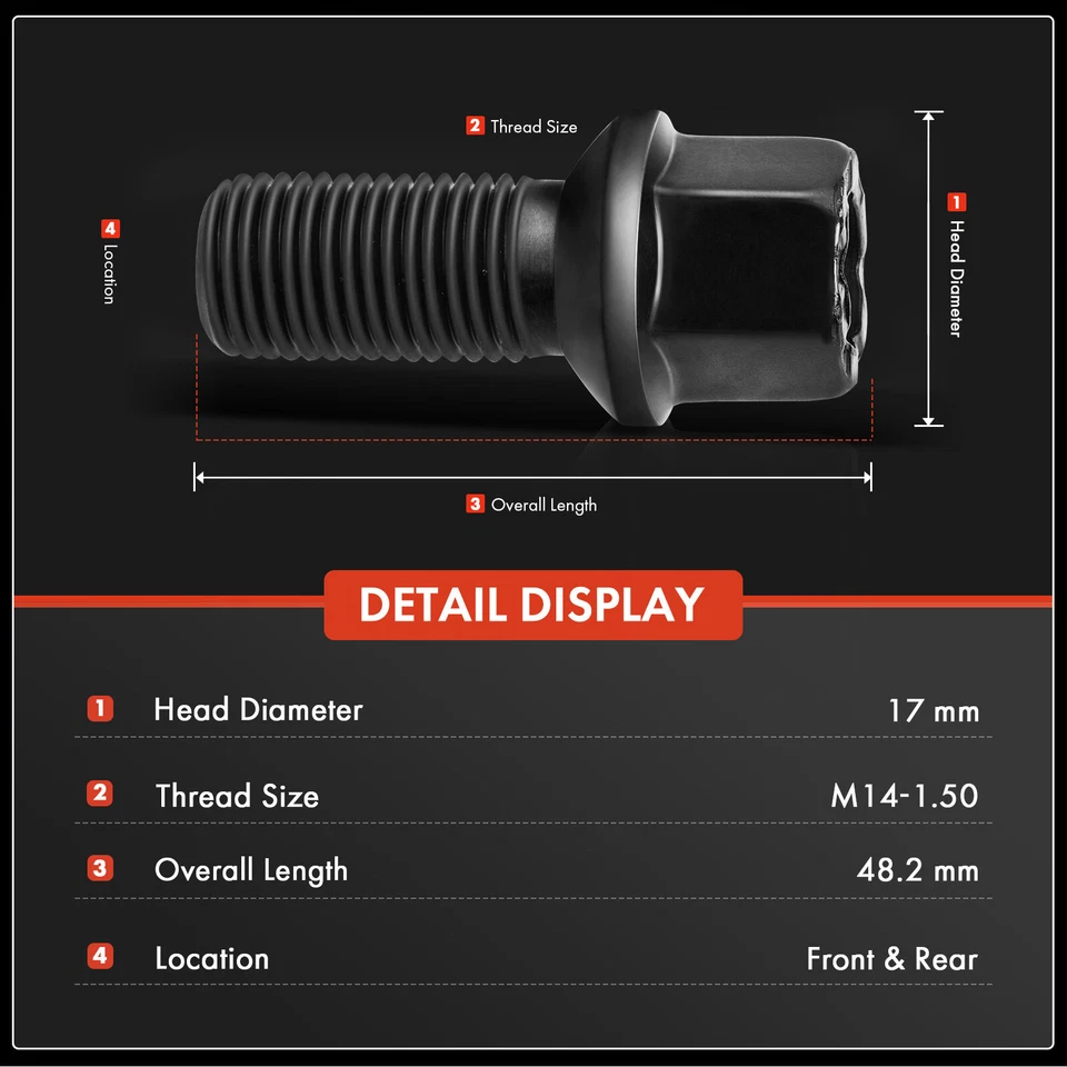 20x parafuso prisioneiro de roda M14-1.5 para Audi A4 96-20 A5 A6 VW Beetle Golf Jetta Passat - Imagem 2 de 4