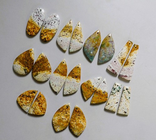 340.40 Cts Natural River Jasper Drilled Pair 10 Lot Loose Cabochon Gemstone 02 - Picture 3 of 3