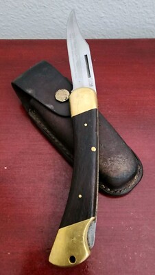 1970 COLLECTIBLE PUMA 970 GAME-WARDEN BRASS WOOD HANDLE FOLDING KNIFE. GERMANY