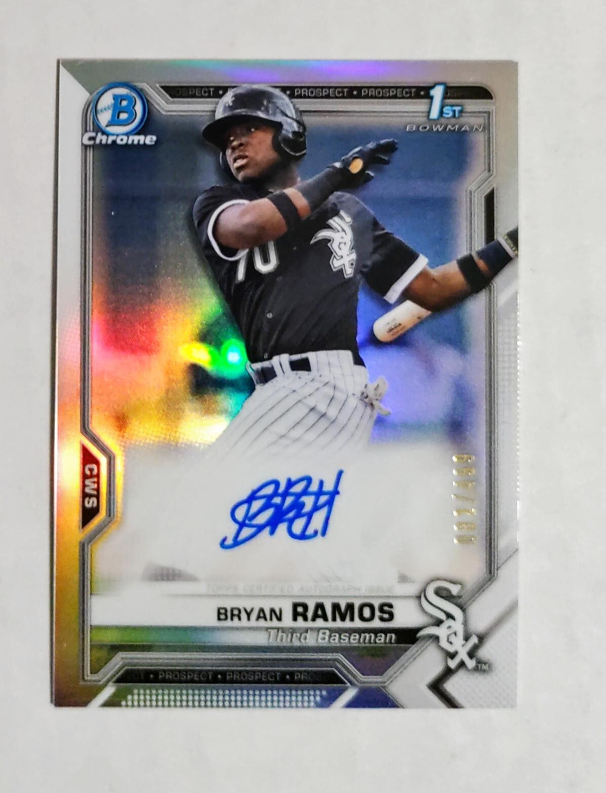 Bryan Ramos 2021 1st Bowman Chrome AUTO REFRACTOR 002/499 Cardinals RC z7