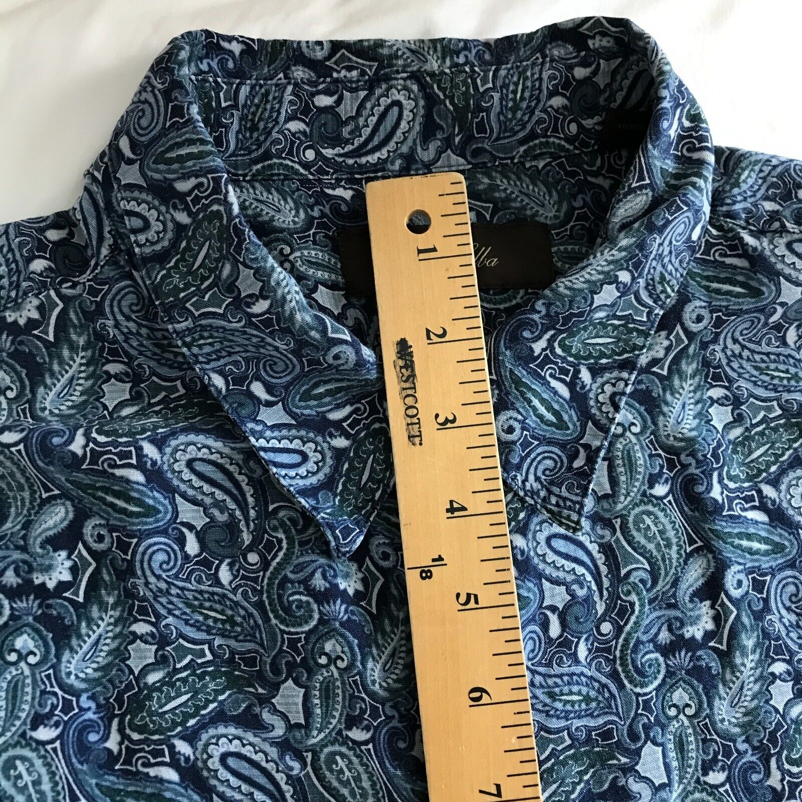 Tasso Elba Shirt Men XXL Blue Paisley Silk Linen … - image 5
