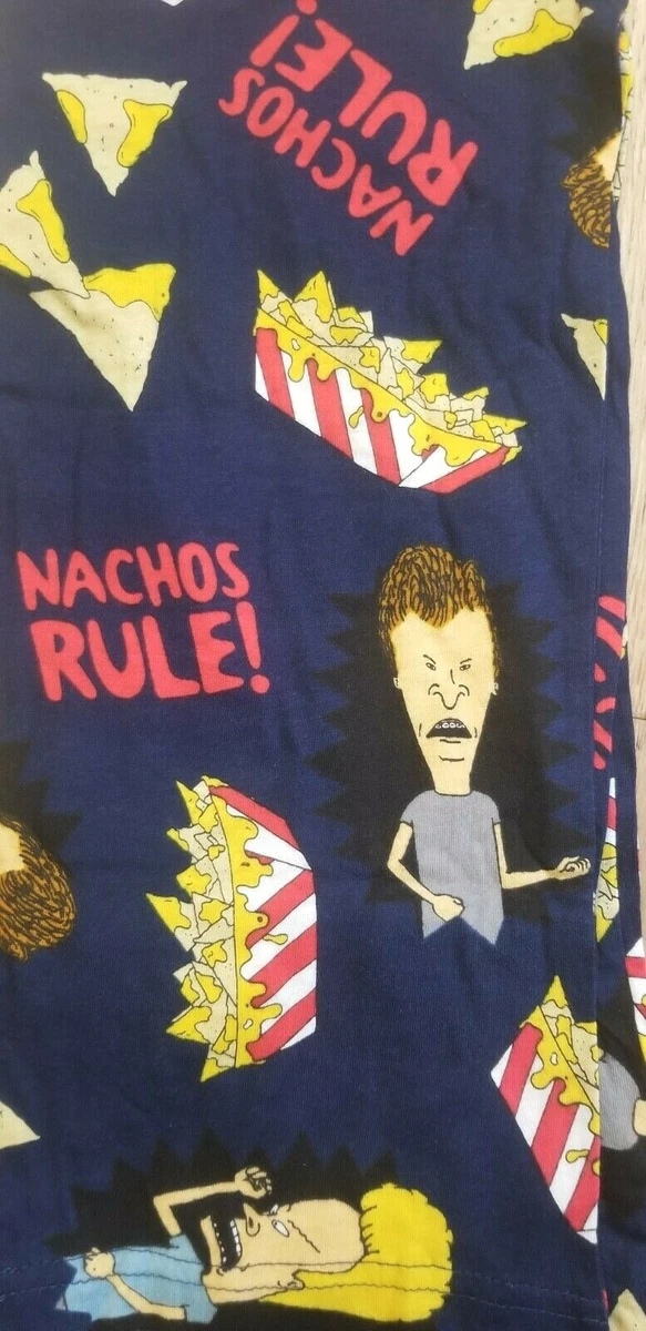 Beavis and Butthead Nachos Rule Mens Lounge Pajamas Blue Pants MTV