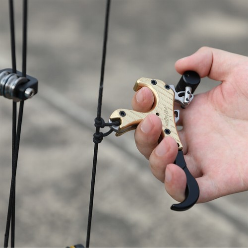 Compound Bow Brass Release Aids Thumb Trigger 3 4 Finger Grip Archery Hunting - Picture 11 of 25