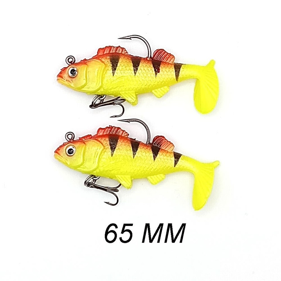 Fire tiger Perch Fishing Soft Plastic Lures x 4 Trout Pike Chub Bass 1p