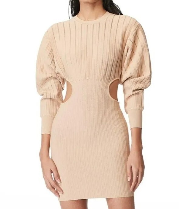 Herve Leger Size M Beige Cutout Bandage Mini Dress $1,190 | eBay