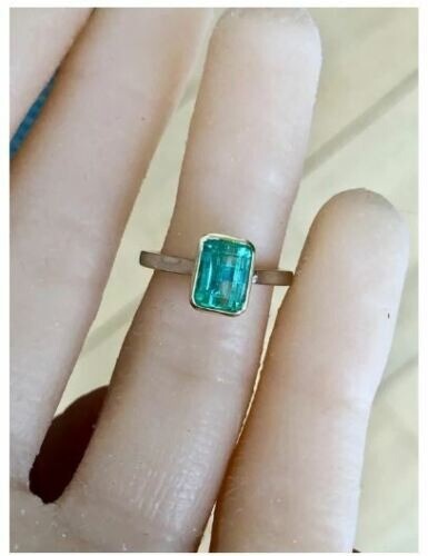 Antique Art Deco 3.30 Ct Green Emerald Vintage Wedding Ring 925 Sterling Silver - Picture 3 of 4