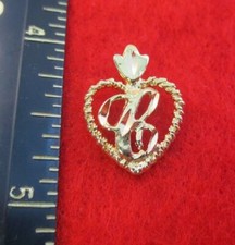 14KT Plaqué Or Lettre C Initiale Coeur Pendentif Breloque