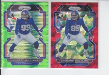 (2) 2021 Panini Prizm Leonard Williams Green Pulsar + Red Cracked Ice #233 Giant