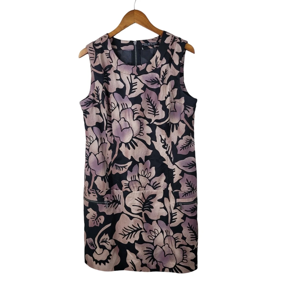 Vestido Marc New York Talla 14 Vaina Noche Clásico Carrera Floral Marrón Negro Foto 2 de 4