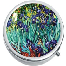 Irises Painting Medicine Vitamin Compact Pill Box