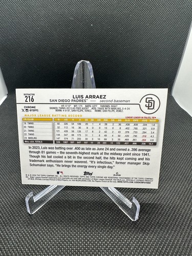 Luis Arraez 2024 Topps Chrome #216 Refractor - Bild 2 von 2