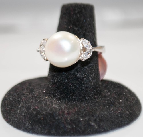 Nuevo Blanco o Gris Madre Perla con Anillo de Plata Esterlina Circonical Elige Tu Talla - Imagen 4 de 8