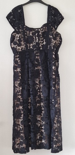 Together Womens Dress Party Lace Overlay Midi Black Ladies UK 20 Brand New