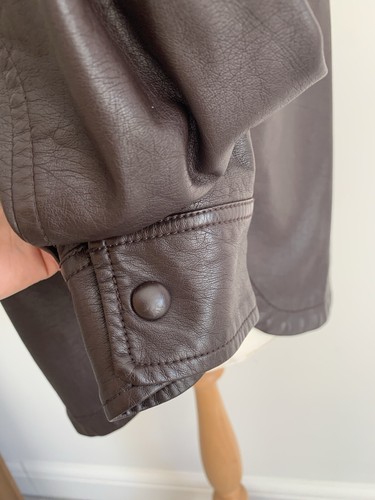 Urban Outfitters Faux Leather Chocolate Brown Shirt Jacket Unisex Size XS - Picture 9 of 14