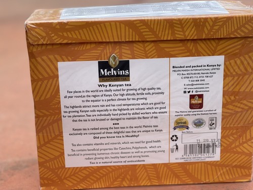 Tea-Melvin’s Tangawizi Kenyan Tea- 100 Count Enveloped Tea Bags - Picture 4 of 6