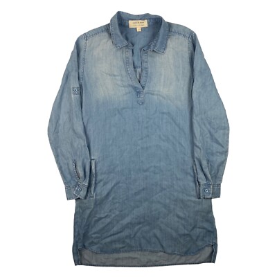 Anthropologie Cloth Stone Dress Womens Small Chambray Denim