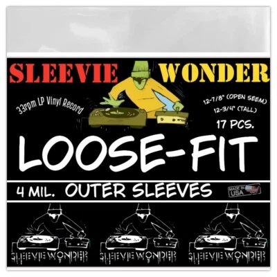 SLEEVIE WONDER 17 LP Outer Sleeves - 4mil Loose Fit Plastic for 33rpm Vinyl Record Albums 13"