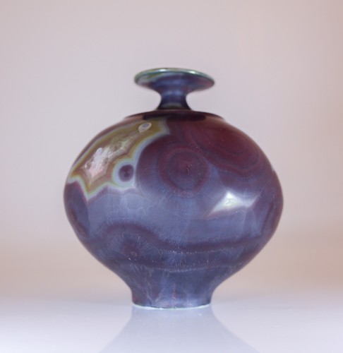 Isak Isaksson lila Keramik Vase Kristallglasur zeitgenössischer Künstler - Bild 4 von 10