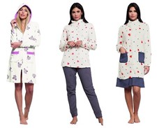 Pigiama DONNA invernale CORAL fleece fantasia KAREL manica lunga PILE bottoni