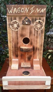 Rustic Birdhouse Bird Feeder Redwood Handmade Ebay