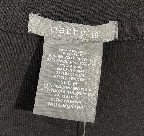 NEW Matty M Womens M Trendy Dressy 3/4 Sleeves Top Large Black Collared Shirt - Picture 4 of 6