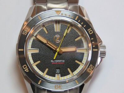 Zelos Swordfish 300m Diver Eta 2892, Black Sand Automatic Watch