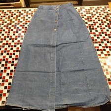 Vtg 90's Denim Maxi Skirt MEDIUM Long Western Boho 26x38