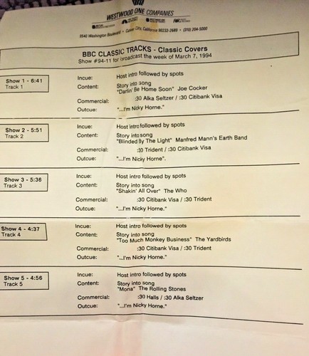 RADIO SHOW: BBC CLASSIC TRACKS 3/7/94 MANFRED MANN, WHO,YARDBIRDS,ROLLING STONES - Imagen 2 de 2