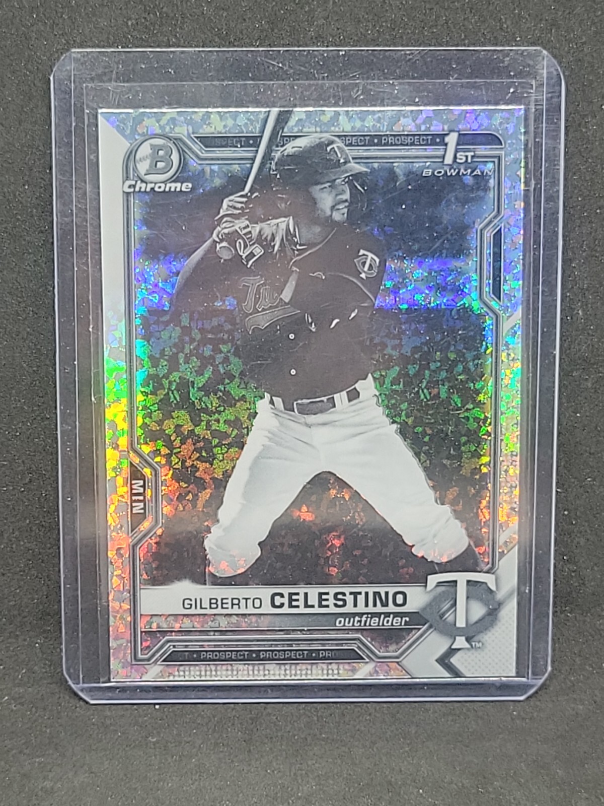 2021 Bowman Chrome Gilberto Celestino Black White Mini Diamond Refractor BCP-232