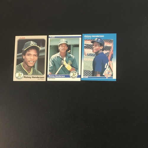 3 Rickey Henderson Fleer Karten: 1993-1984-1987 As/NYY HOF