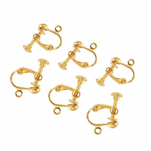10x Convertidor de pendientes con clip de latón para orejas no perforadas dorado sin níquel - Imagen 4 de 6