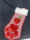 Martha Stewart Paw Print Pet Dog Christmas Hanging Stocking, Plush Linen Blend