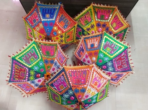 Wholesale Lot Decorative Umbrella Indian Handmade Cotton Umbrella Sun Parasol - Picture 5 of 6