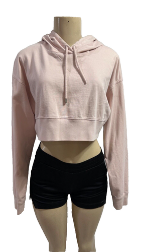 WILFRED FREE Women’s Dusty Rose 100% Cotton cropped Hooded sweatshirt SZ S - Picture 3 of 10