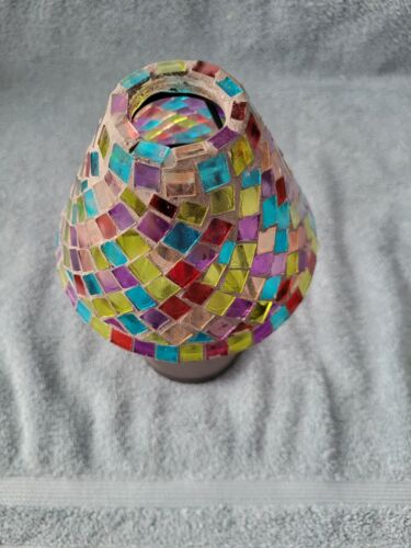 Stained Glass Tealight Lamp With Black Base Decor - Picture 2 of 7