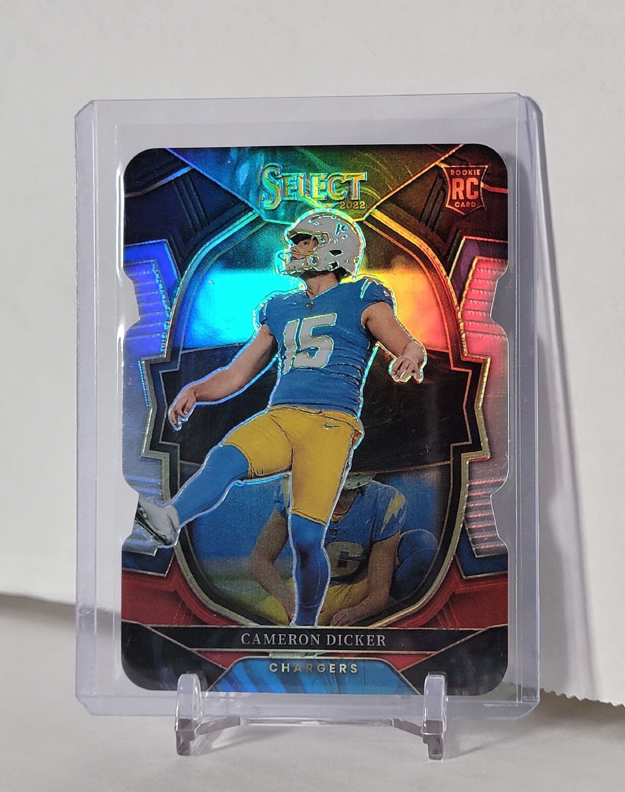 2022 Select Concourse Level Black & Red Die Cut RC Chargers Cameron Dicker #16
