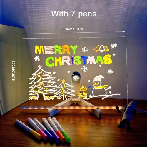 LED Note Board with Color Glowing Acrylic Light Up Dry Erase Memo Message Board - Picture 9 of 9