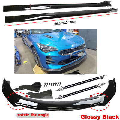 For Kia Stinger Front Bumper Lip Body Spoiler+Splitter Side Skirt+Strut Rod