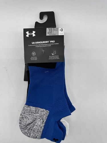 NEW 3 PACK UNDER ARMOUR MENS UA ARMOURDRY PRO CUSHION NO SHOW SOCKS LARGE 8.5-13 - Picture 3 of 18