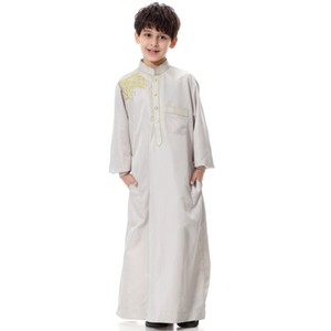 Islamic Muslim Kids Boys Jubba Kaftan Dishdasha Thobe Abaya Arab Robe Maxi Dress