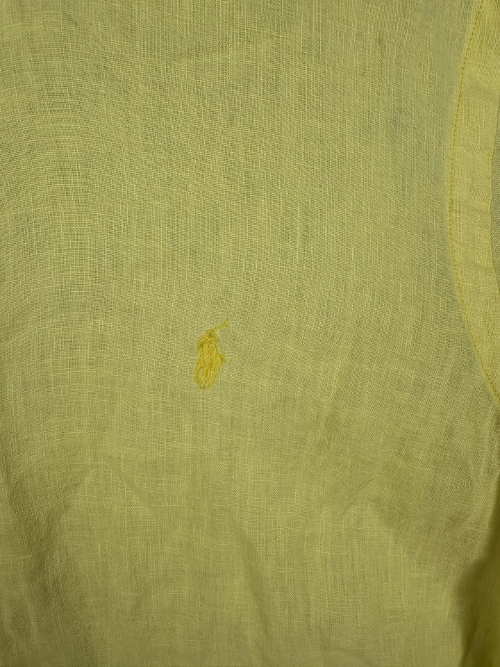 Camisa Ralph Lauren Para Hombre Mediana Amarilla Lino Abotonada Manga Larga Informal Hombres Foto 3 de 4