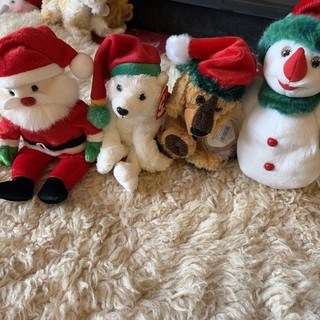 Ty Beanie Babies Christmas Collection Jinglepup Santa Snowgirl And Snow Dirft