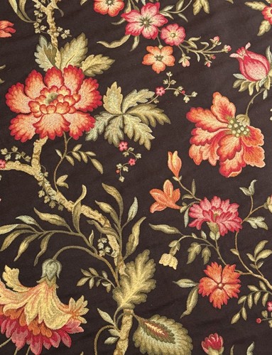 Designer Brown Coral Jacobean Floral Vine Upholstery Tapestry Fabric 2.25 yds - Picture 6 of 8