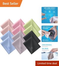 Durable 12 Pack Microfiber Lens Cloths - Gentle Care for Eyewear and Screens