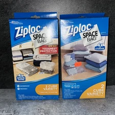 2box Ziploc Space Bag Waterproof Vacuum Storage 2 Cube Variety Pack Large & XL