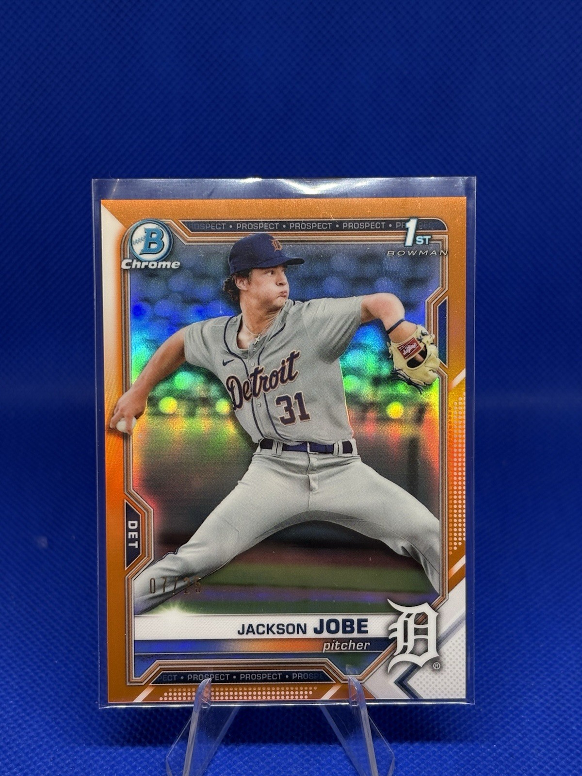 2021 Bowman Draft Chrome Orange Refractor Jackson Jobe /25