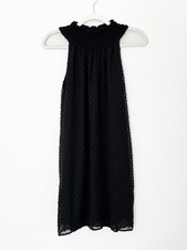 Zara Black Swiss Dot Smocked Halter Dress – Size XS
