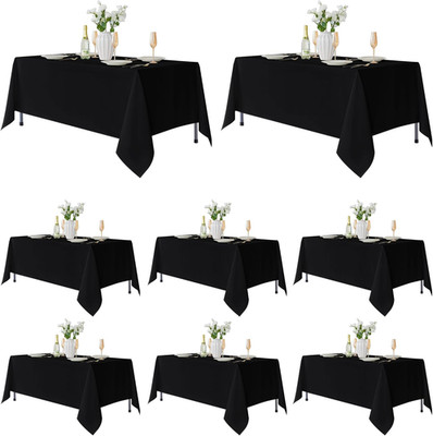 8PCS Rectangle Tablecloths: Stain Resistant Wrinkle Free Circle Table Clothes
