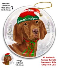 Vizsla Santa's Helper Holiday Ornament
