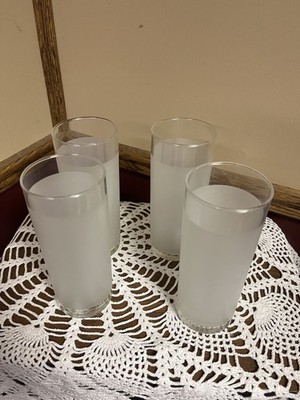 vintage mcm white frosted libby tom collins glasses set of 4